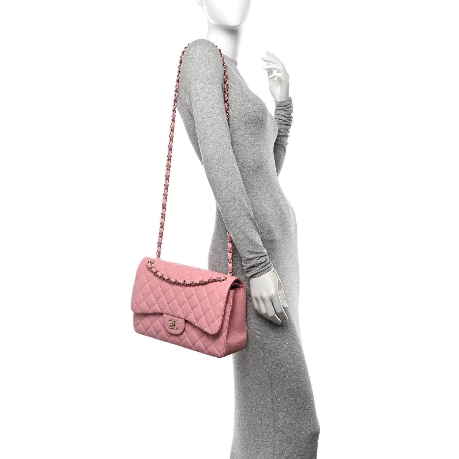 Chanel Caviar Quilted Jumbo Double Flap Pink 2 of 10