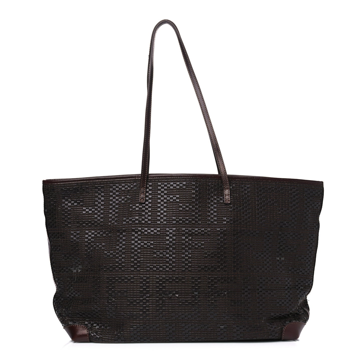 Calfskin FF Woven Medium Roll Tote Moro
