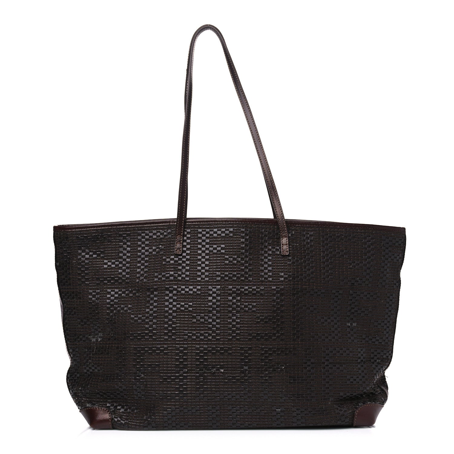 Fendi Calfskin FF Woven Medium Roll Tote Moro 1 of 16