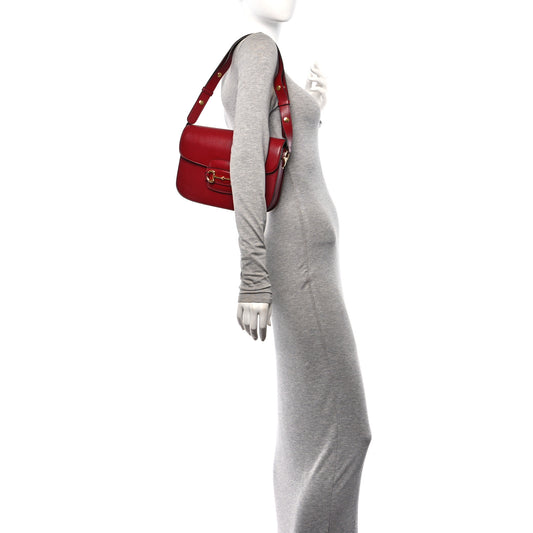 Azalea Calfskin Horsebit 1955 Shoulder Bag New Cherry Red