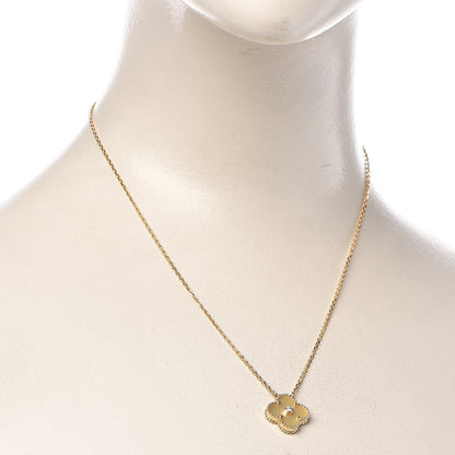 Van Cleef & Arpels 18K Yellow Gold Diamond Yellow Mother of Pearl Vintage Alhambra Pendant Necklace 2 of 8