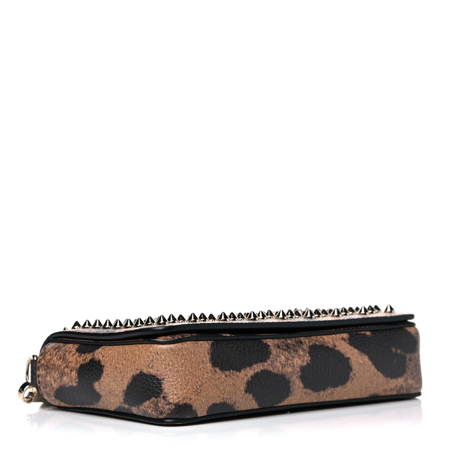 Christian Louboutin Calfskin Empire Leopard Spiked Zoompouch Crossbody Brown Gold 4 of 14
