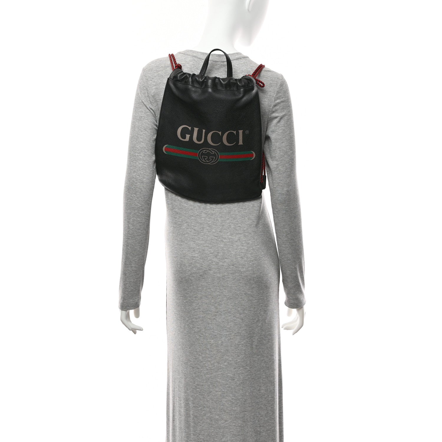 Gucci Calfskin Logo Drawstring Backpack Black 2 of 11