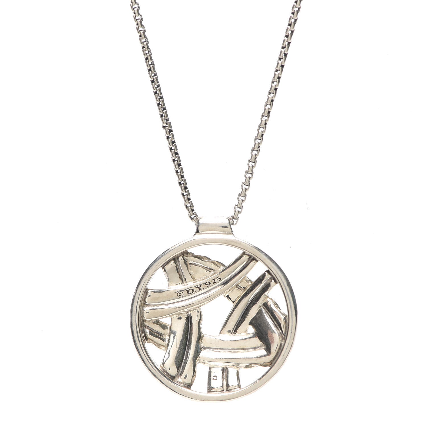 David Yurman Sterling Silver Diamond Papyrus Pendant Necklace 5 of 5