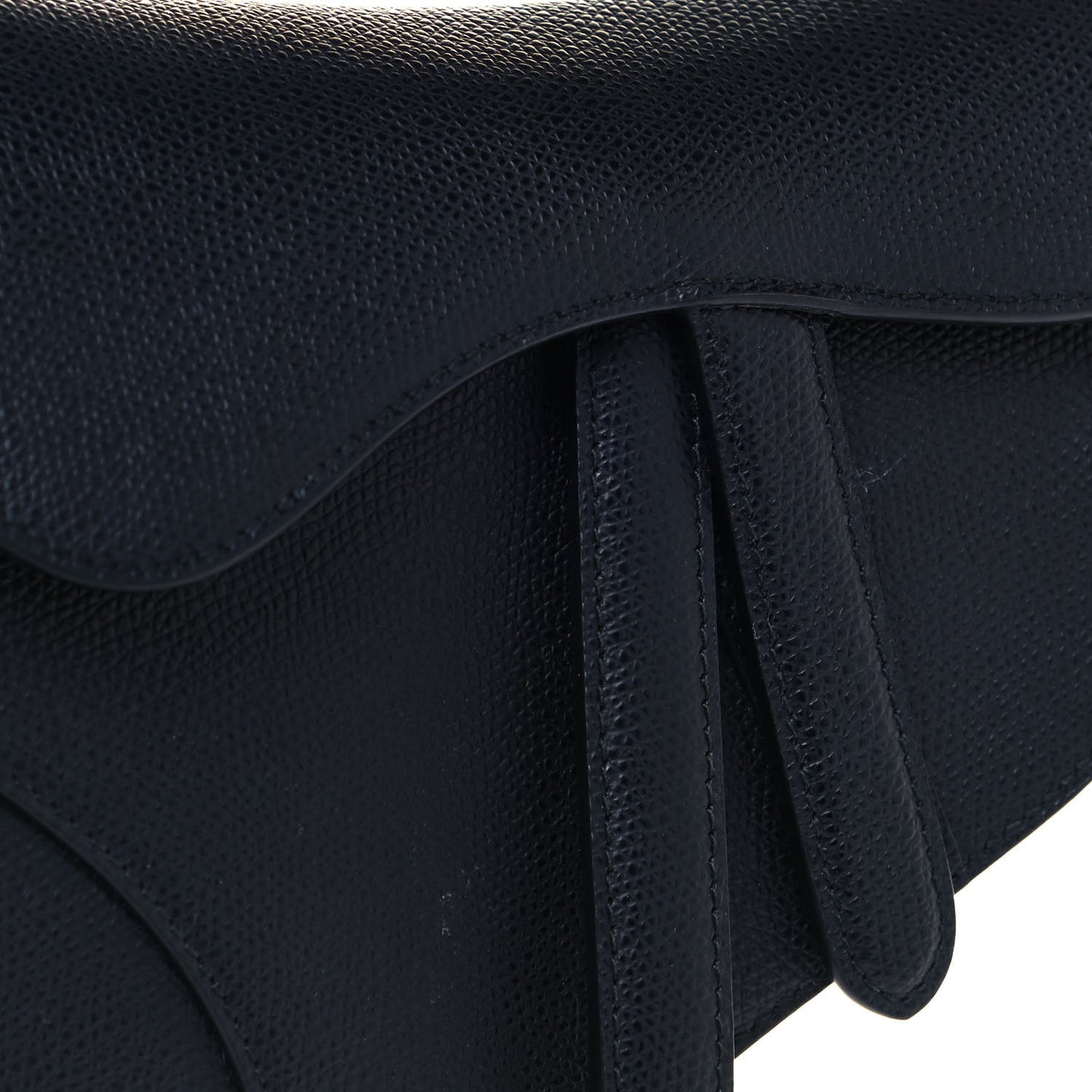 Grained Calfskin Mini Saddle Bag Black