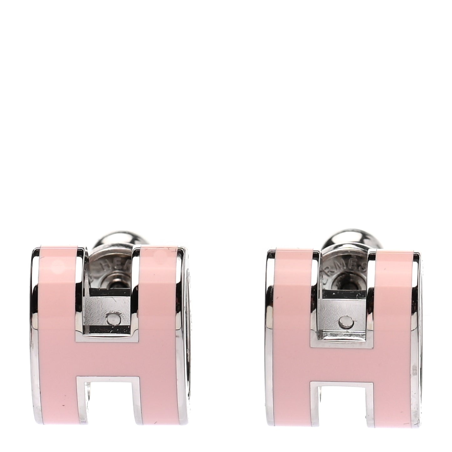 Palladium Lacquered Pop H Earrings Rose Dragee