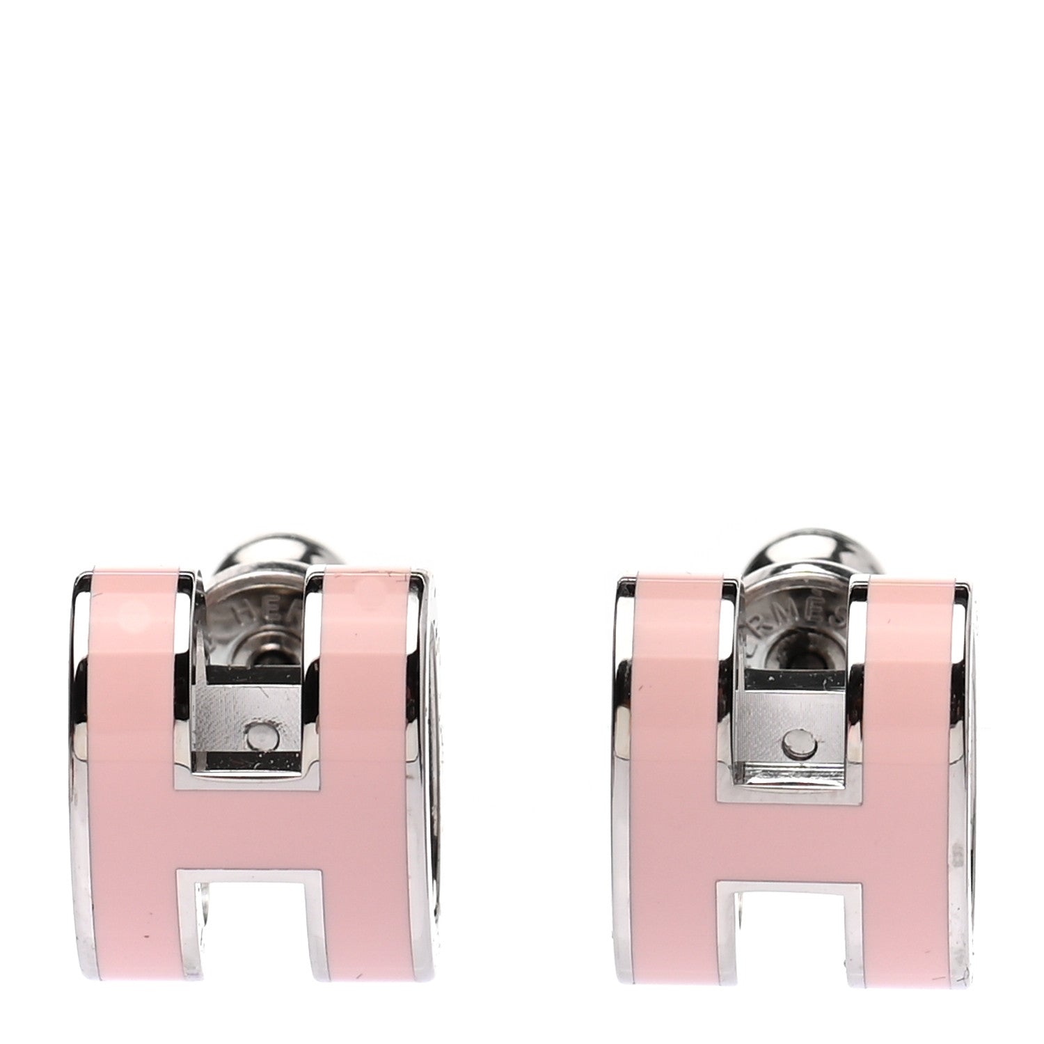 Hermes Palladium Lacquered Pop H Earrings Rose Dragee 1 of 4