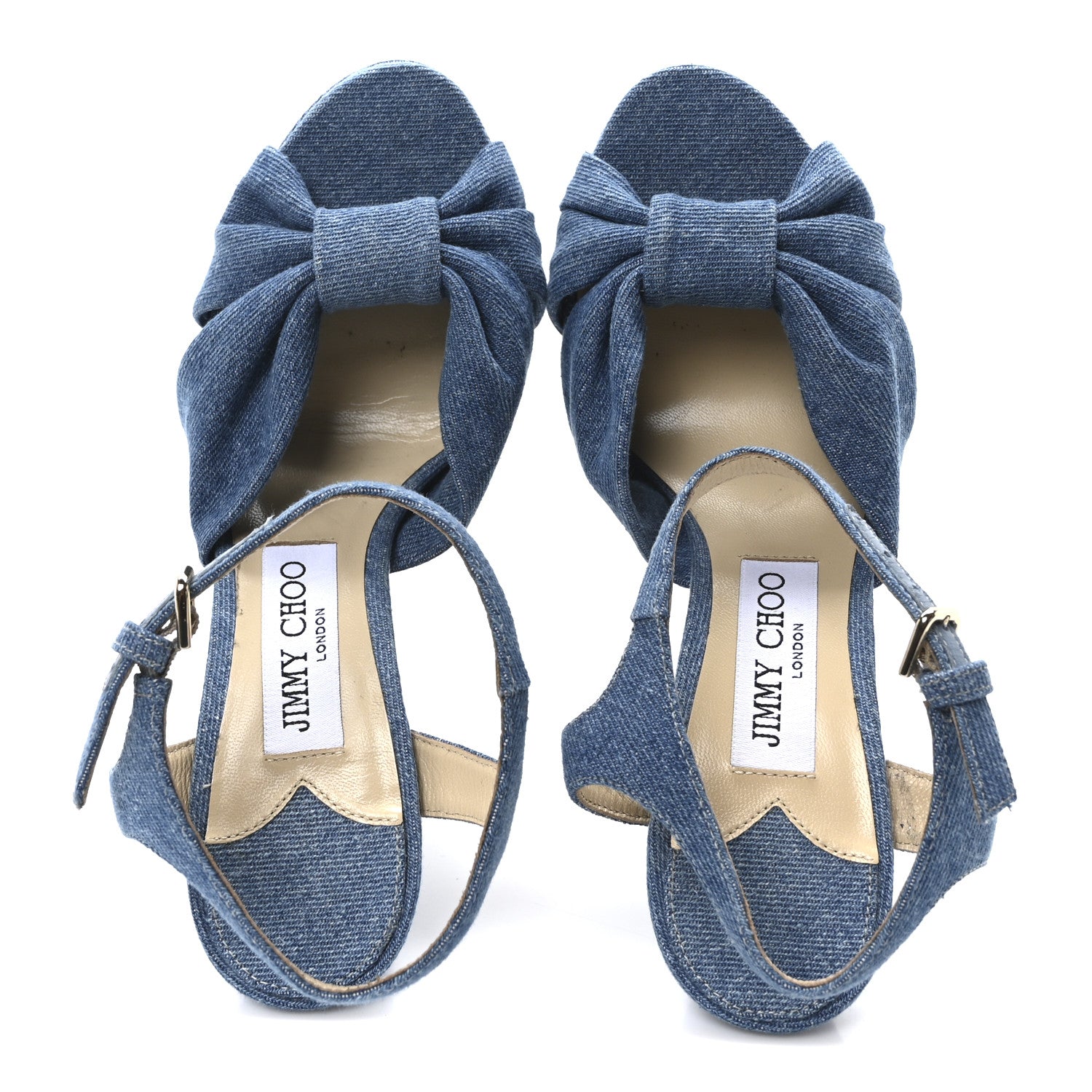 Jimmy Choo Denim Heloise Platform Sandals 38 Blue 1751157