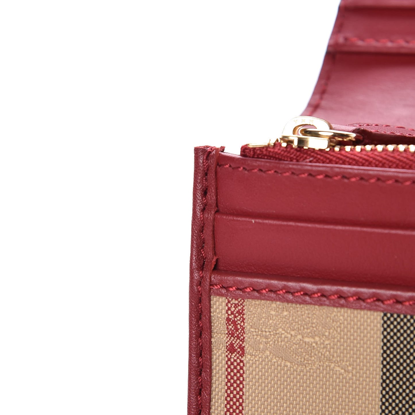 Calfskin House Check Continental Wallet Red
