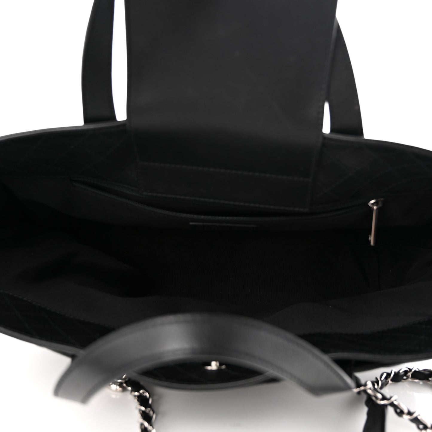 Calfskin Quilted Large Shopping Tote Black
