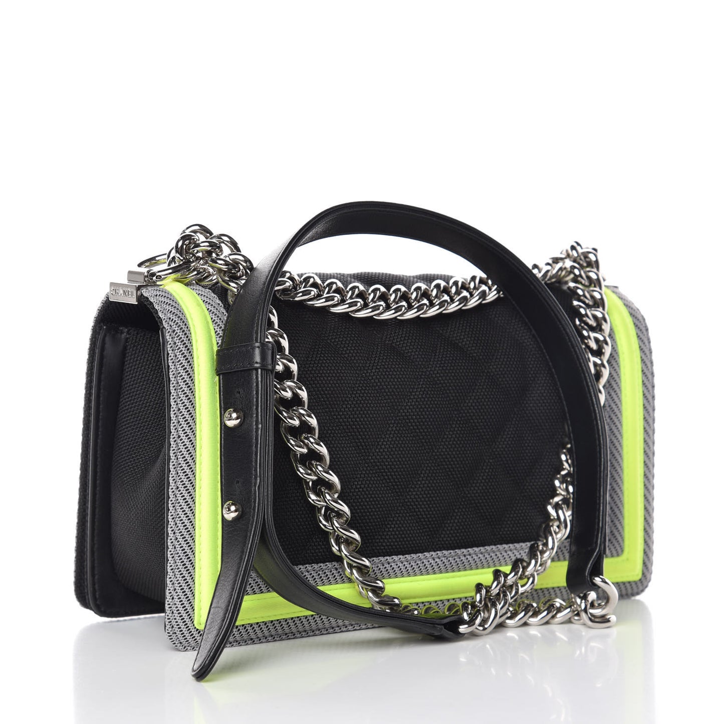 Canvas Quilted Medium Fluo Boy Flap Black Grey Yellow