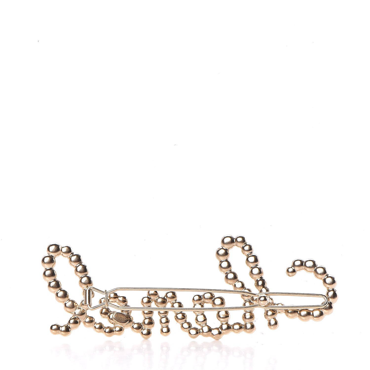 Chanel Metal Glass Swirling Pearls Hair Clip Gold 3 of 5