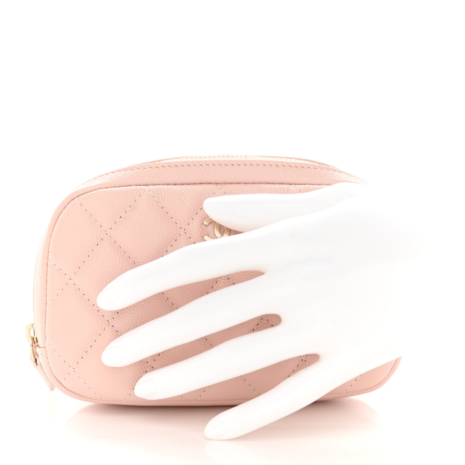 Chanel Caviar Quilted Small Curvy Pouch Cosmetic Case Light Pink 2 of 8