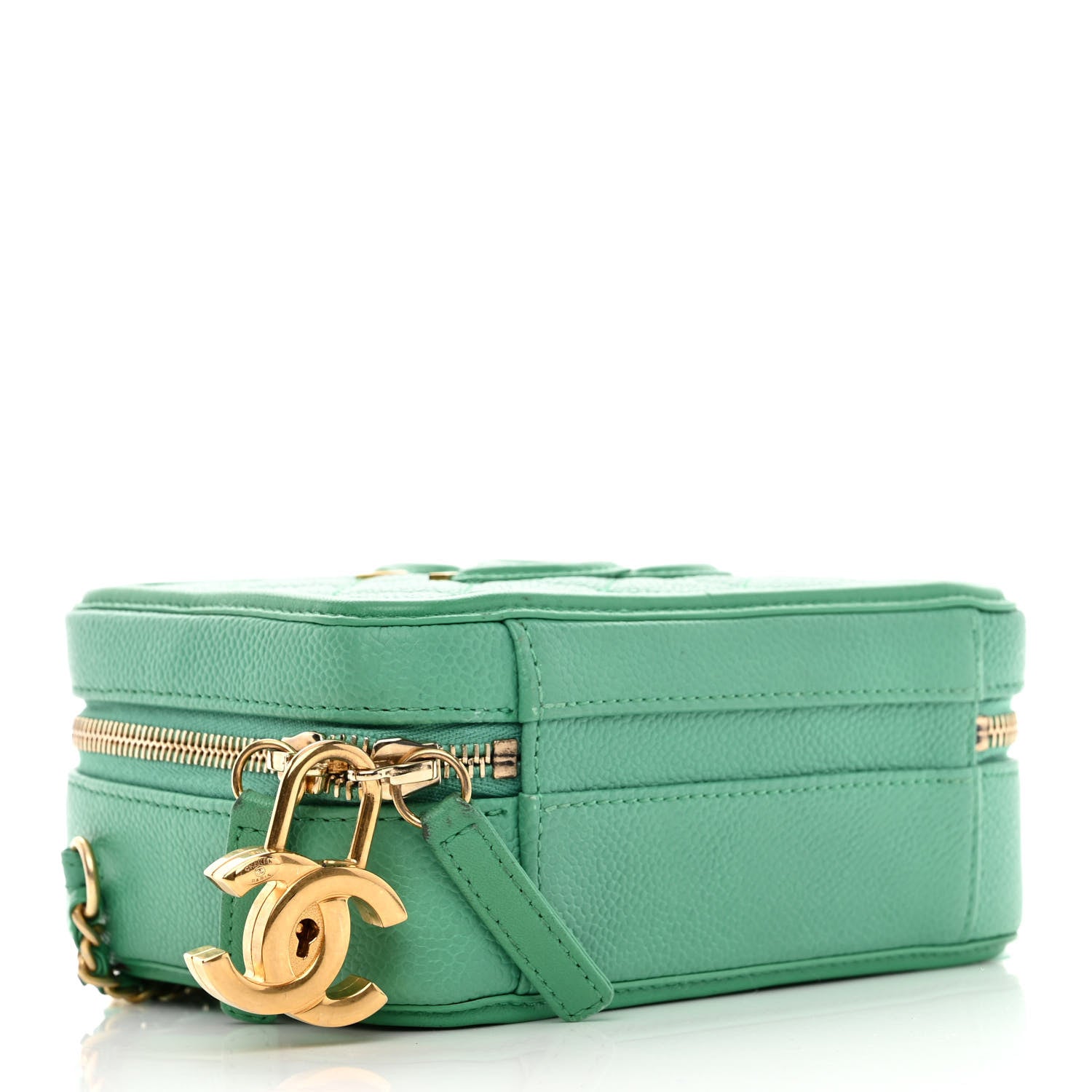 Chanel Caviar Quilted Small CC Filigree Vanity Case Green 3 of 11