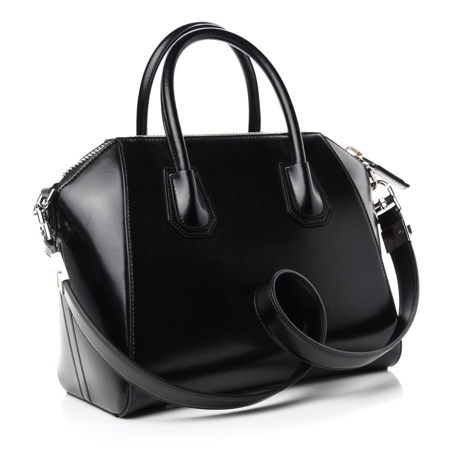 Shiny Lord Calfskin Small Antigona Black