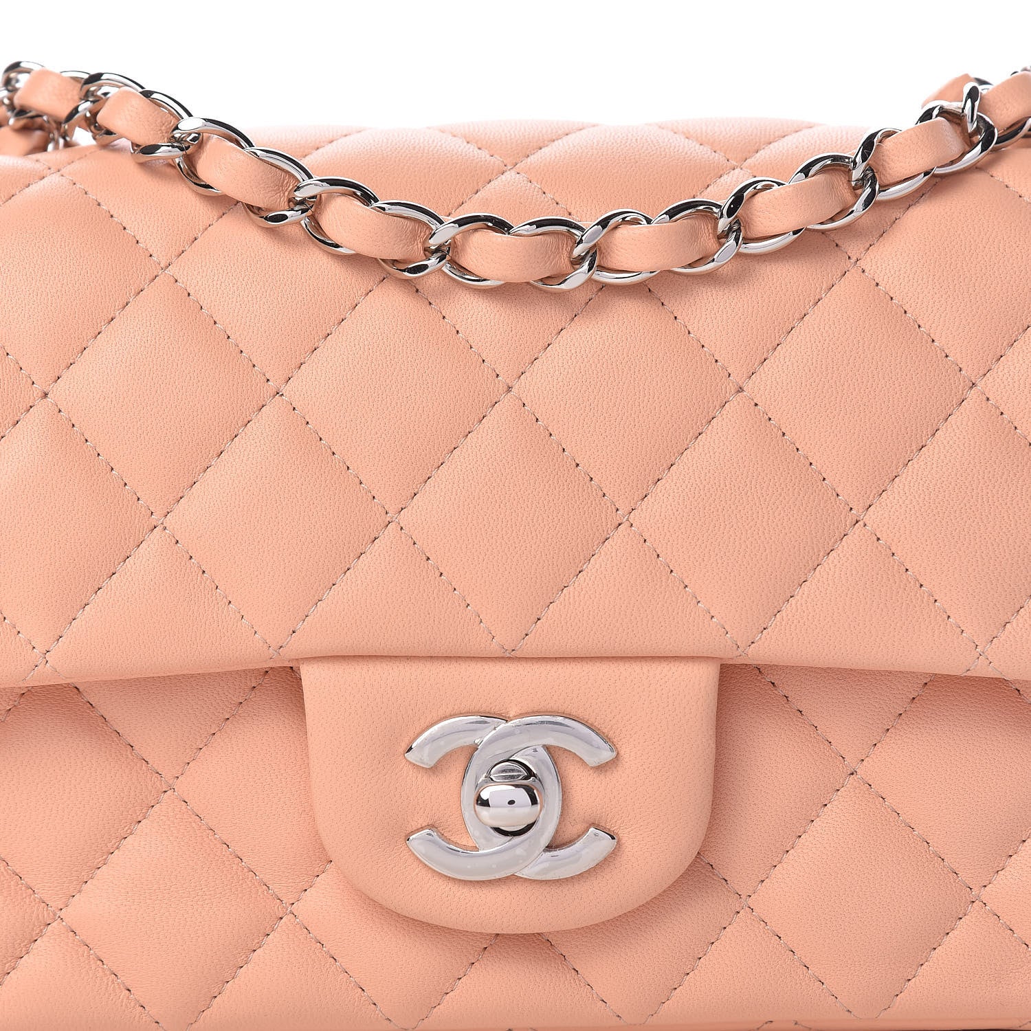 Chanel Lambskin Quilted Mini Rectangular Flap Light Pink 12 of 12