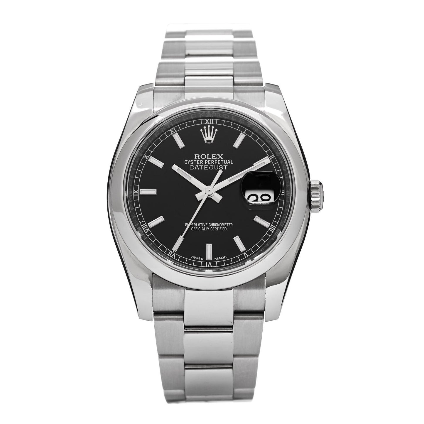 Stainless Steel 36mm Oyster Perpetual Datejust Watch Black 116200