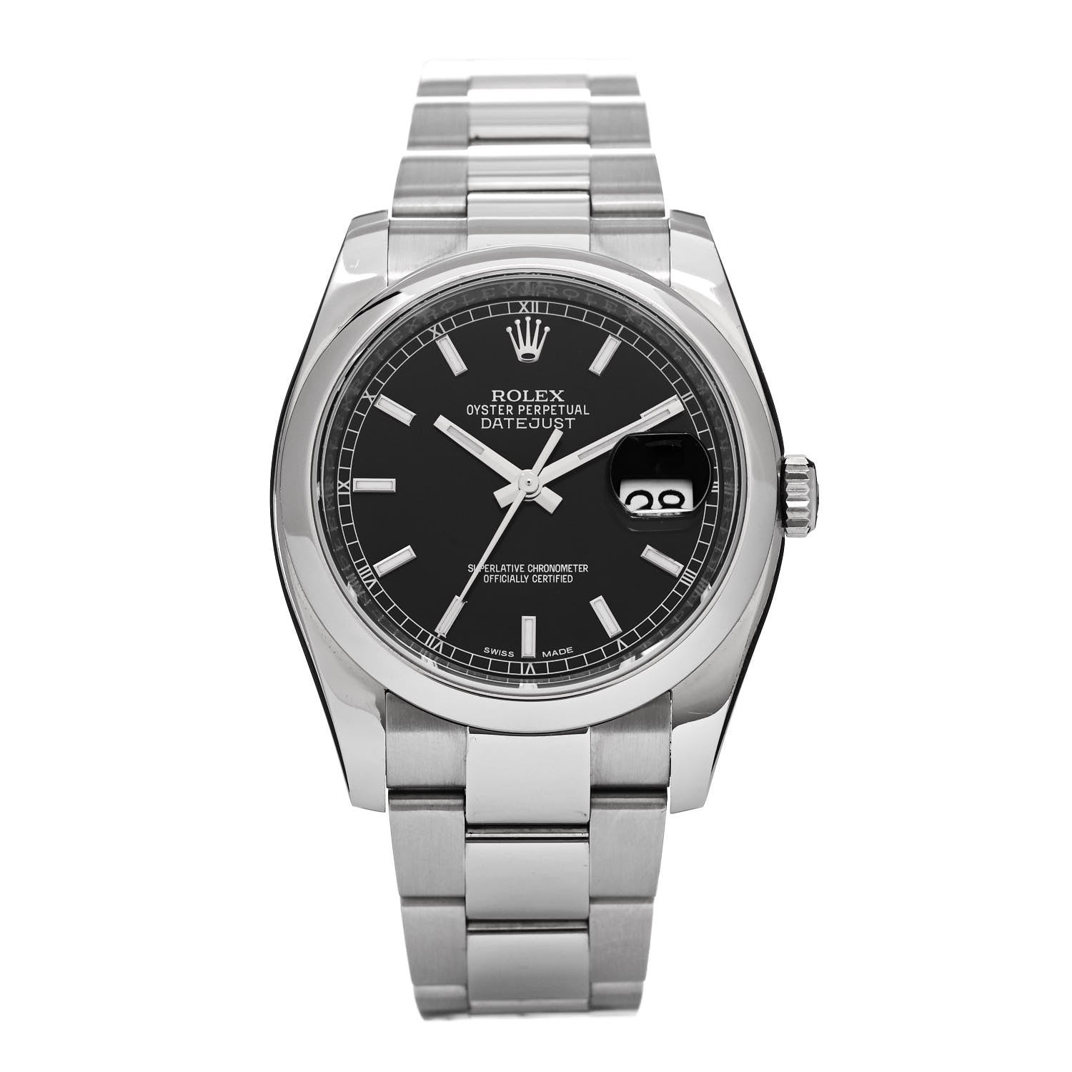 Rolex Stainless Steel 36mm Oyster Perpetual Datejust Watch Black 116200 1 of 4