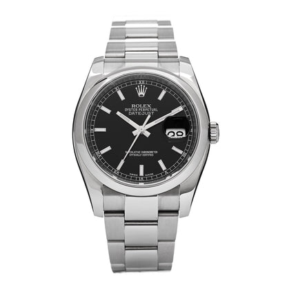 Rolex Stainless Steel 36mm Oyster Perpetual Datejust Watch Black 116200 1 of 4
