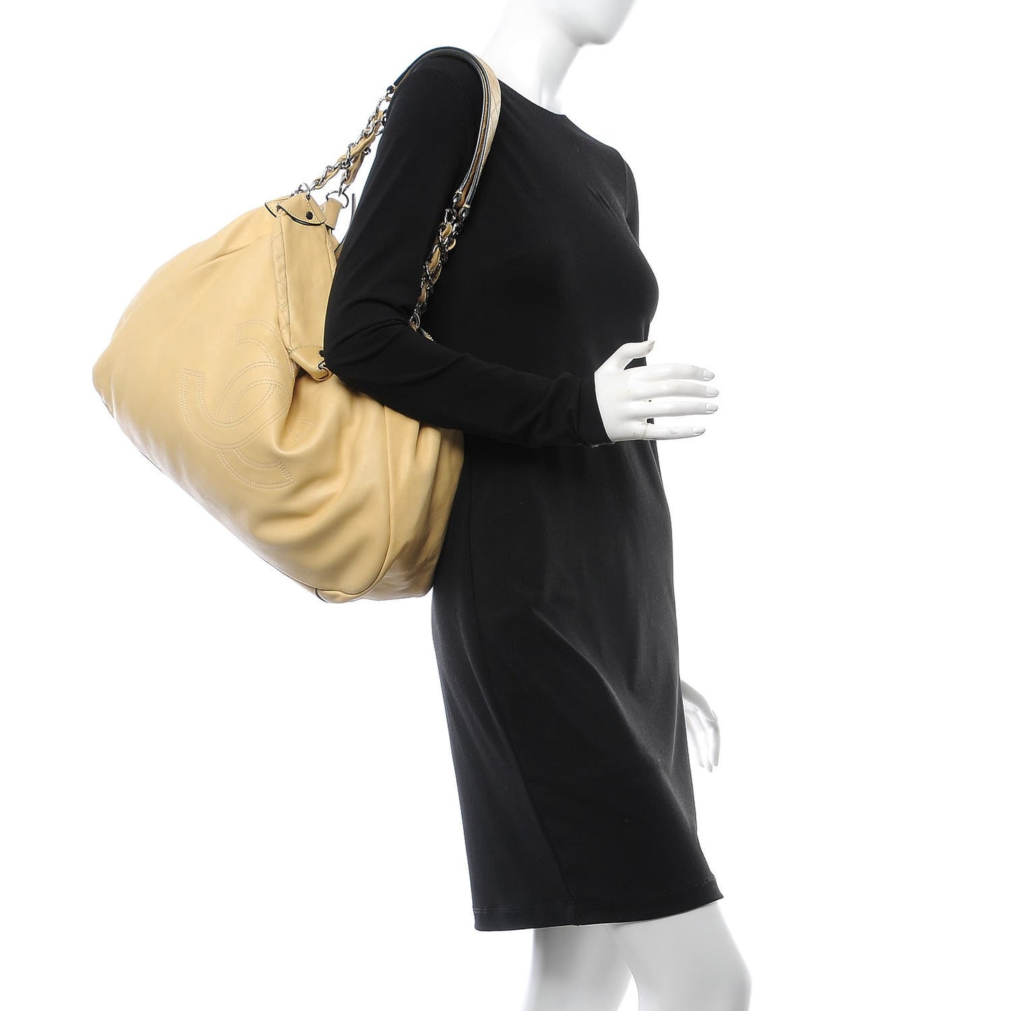 Lambskin Large Edgy Hobo Beige