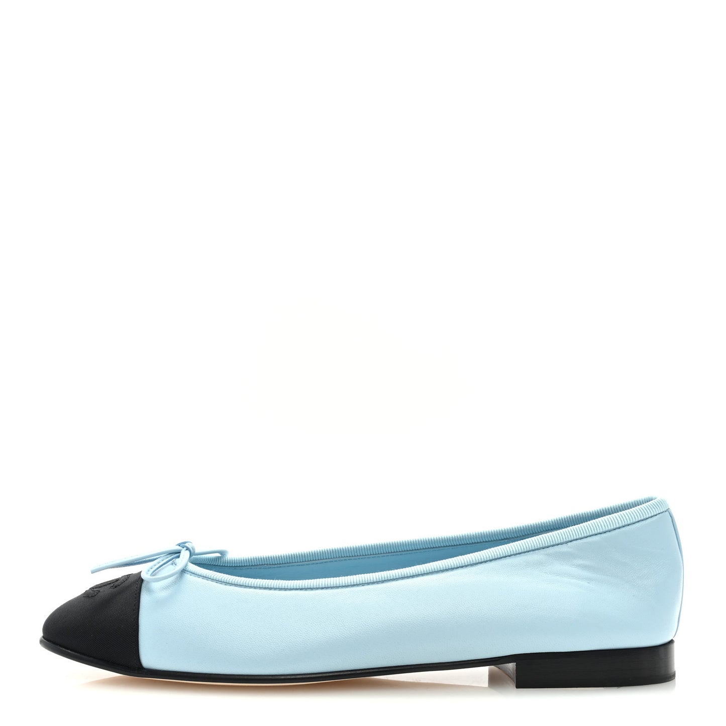 Lambskin Cap Toe CC Ballerina Flats 39 Light Blue Black