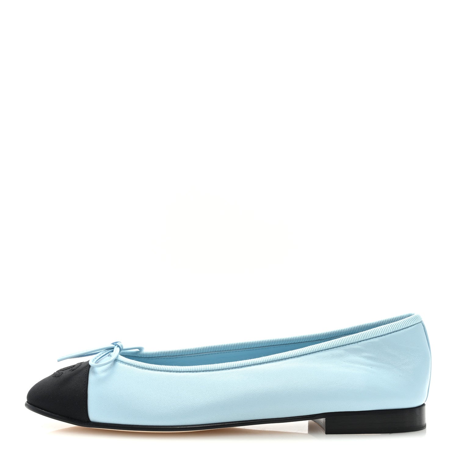 Chanel Lambskin Cap Toe CC Ballerina Flats 39 Light Blue Black 1 of 7