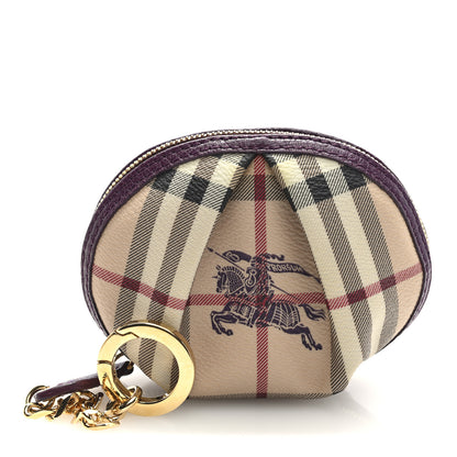 Burberry Haymarket Check Round Key Pouch Plum 1 of 7