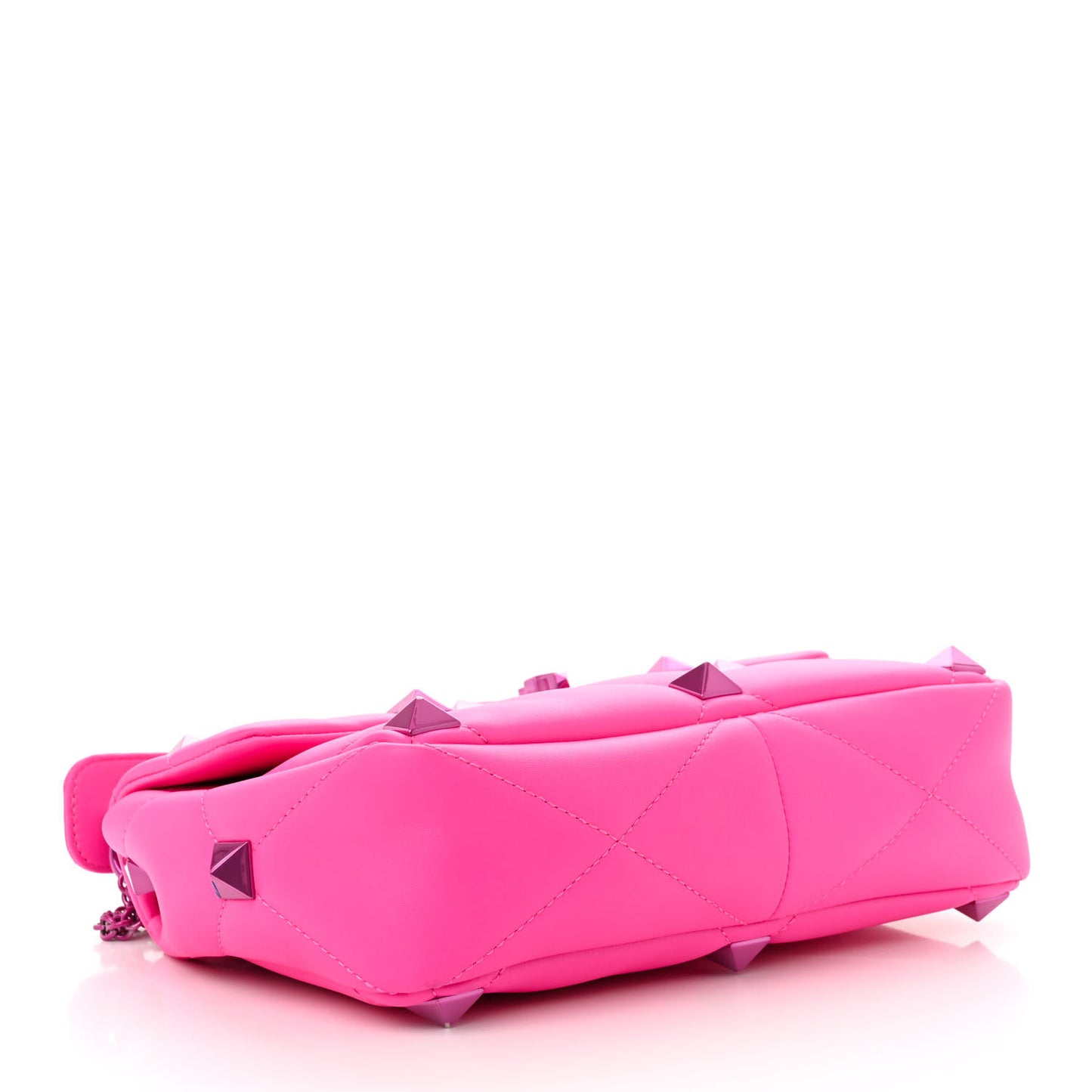 Nappa Lacquer Monochrome Large Roman Stud Shoulder Bag Pink PP