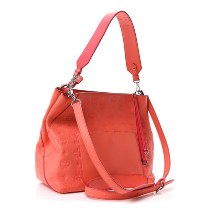 MCM Calfskin Ottomar Monogram Medium Klara Hobo Hot Coral 3 of 9