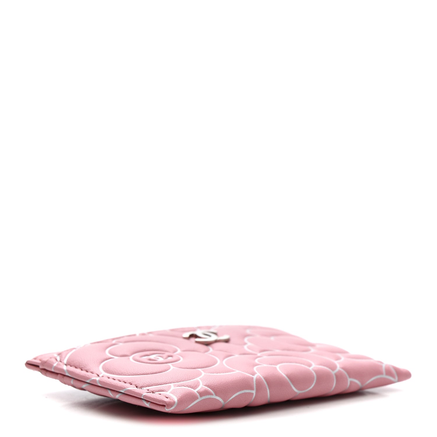 Chanel Lambskin Camellia Embossed Card Holder Pink Silver 4 of 9
