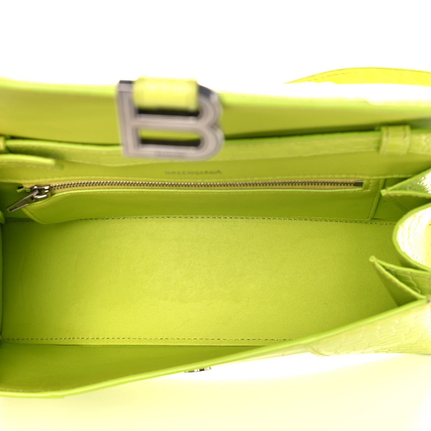 Shiny Calfskin Crocodile Embossed Small Hourglass Sling Shoulder Bag Lime