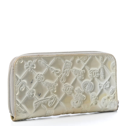 Chanel Patent Calfskin Lucky Symbols Zip Around Wallet Silver 2 of 5