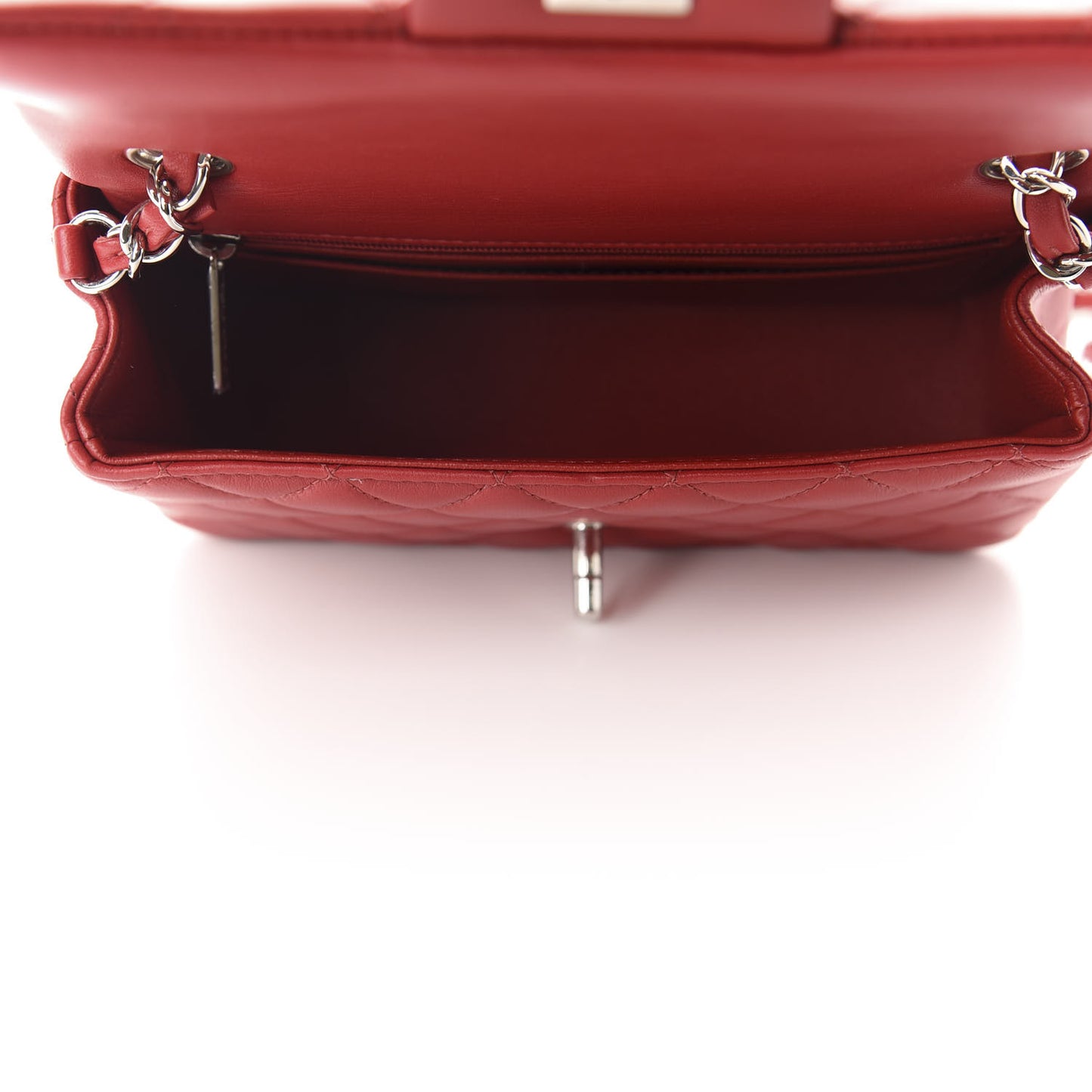 Lambskin Quilted Mini Rectangular Flap Red