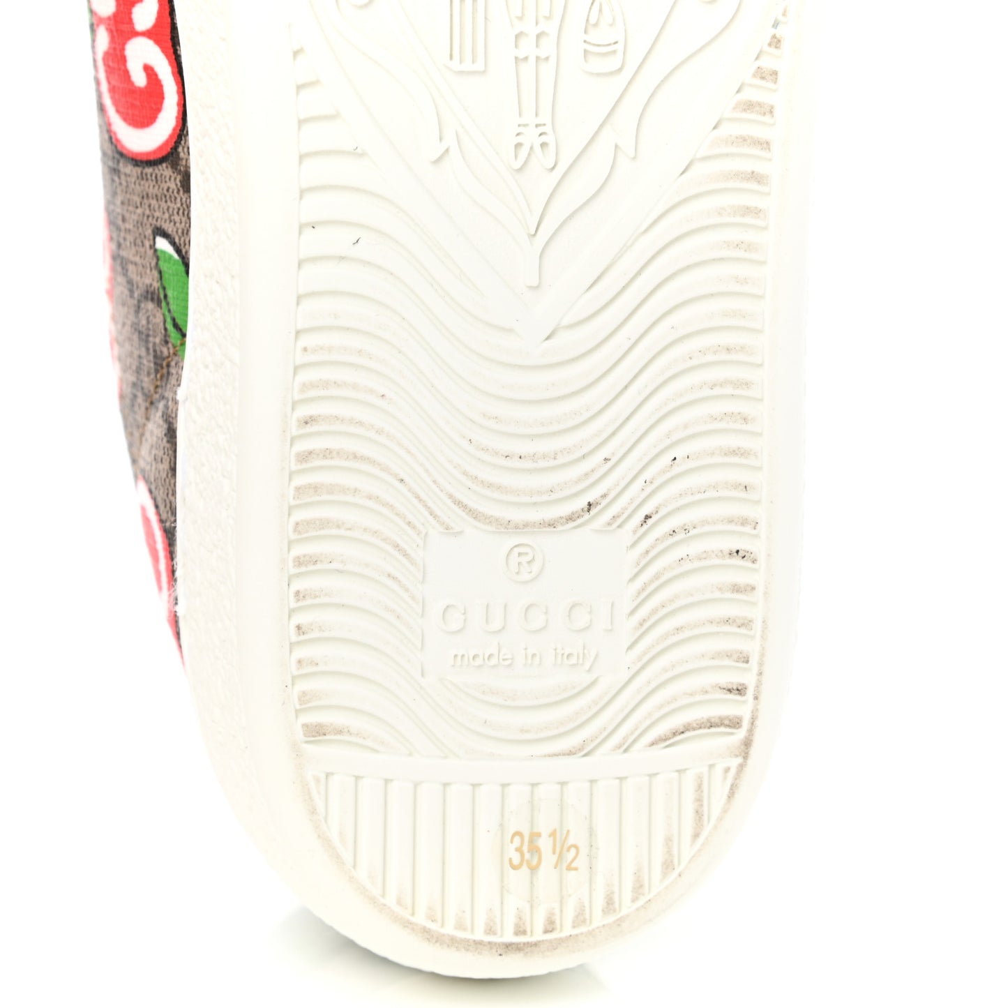 GG Supreme Monogram Apple Womens Ace Sneakers 35.5 Red