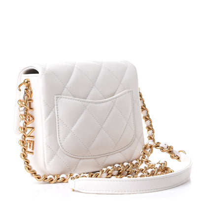 Chanel Lambskin Quilted Mini Side Note Flap White 3 of 12