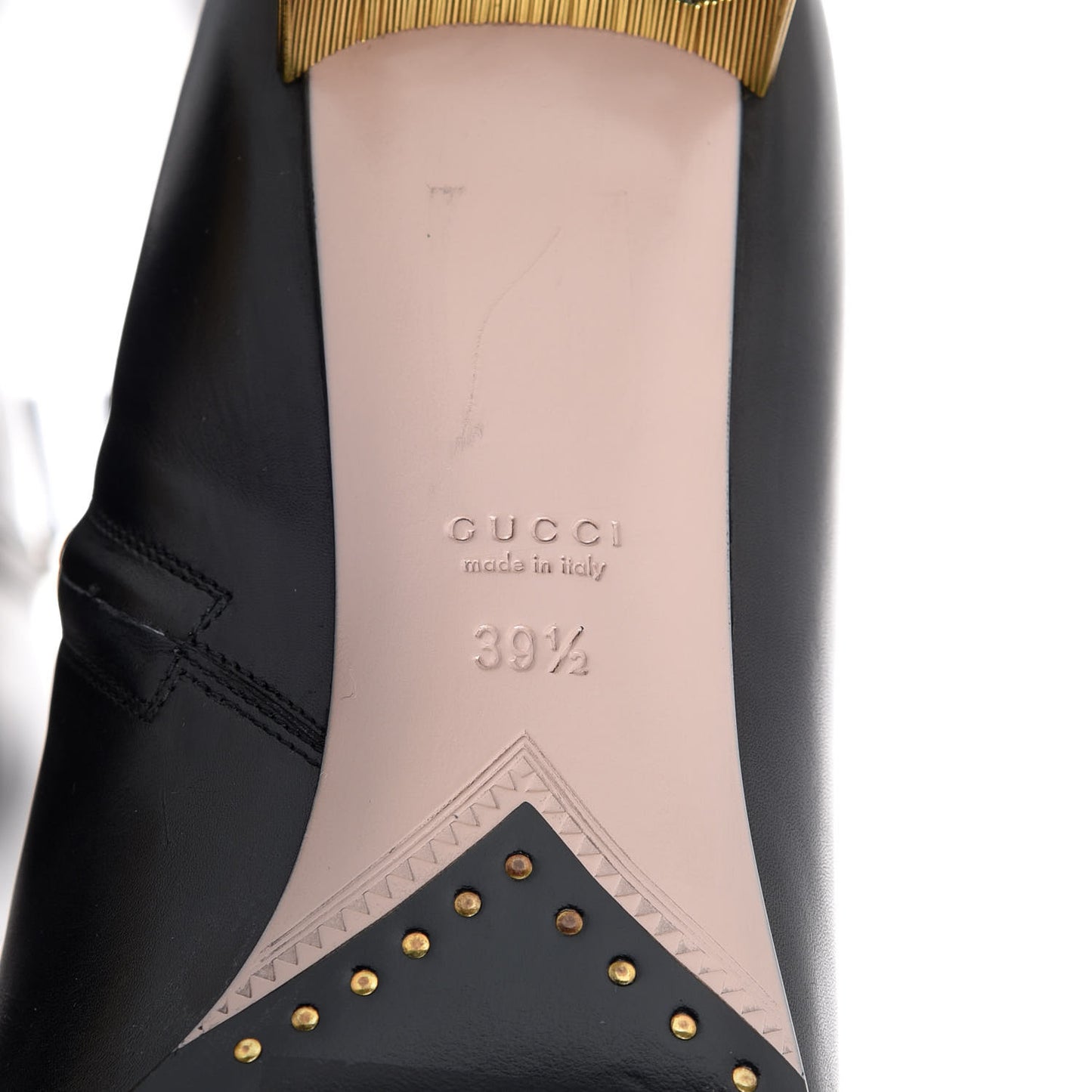 Calfskin Knee High Crystal Boots 39.5 Black