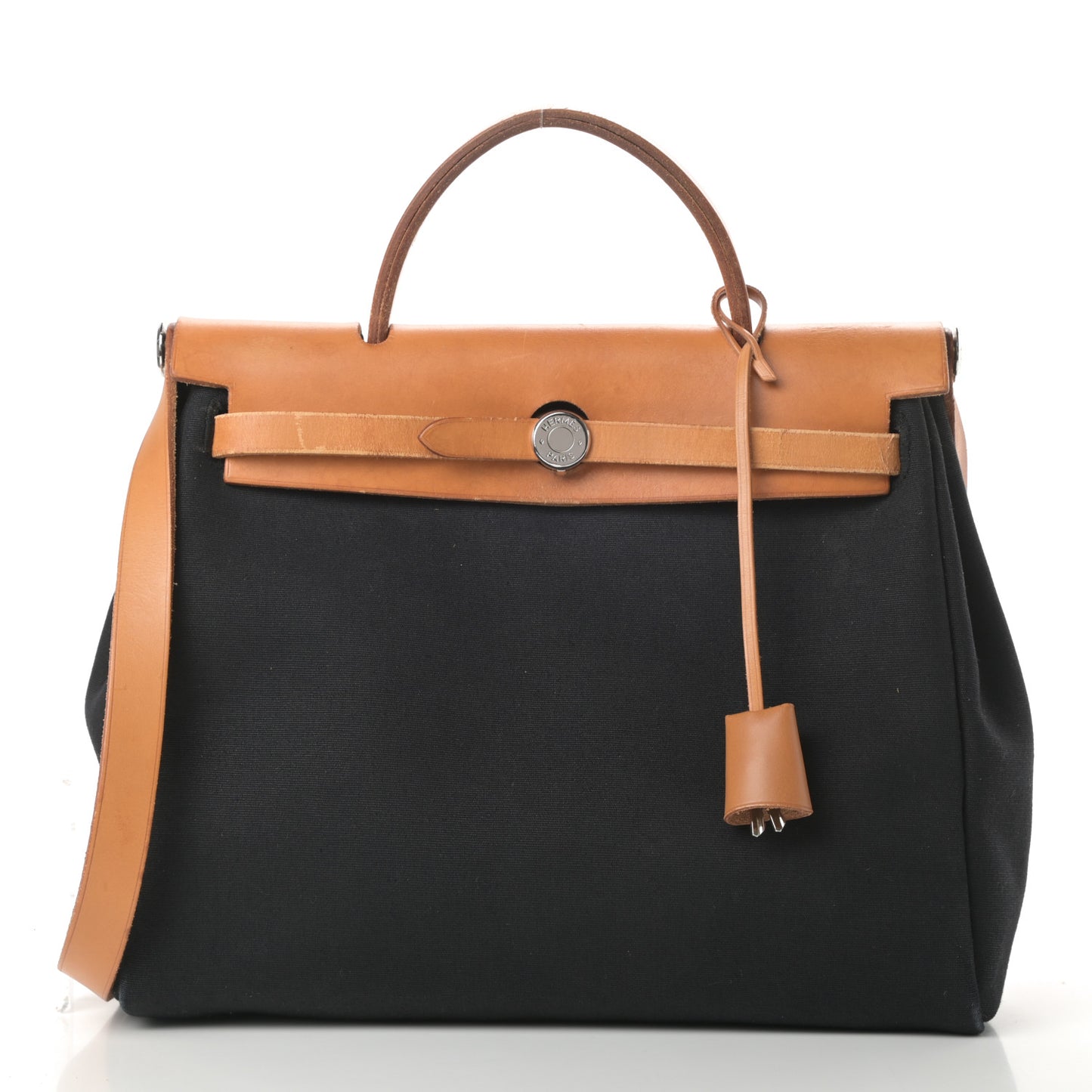 Toile Vache Calfskin Herbag PM 30 Black Natural