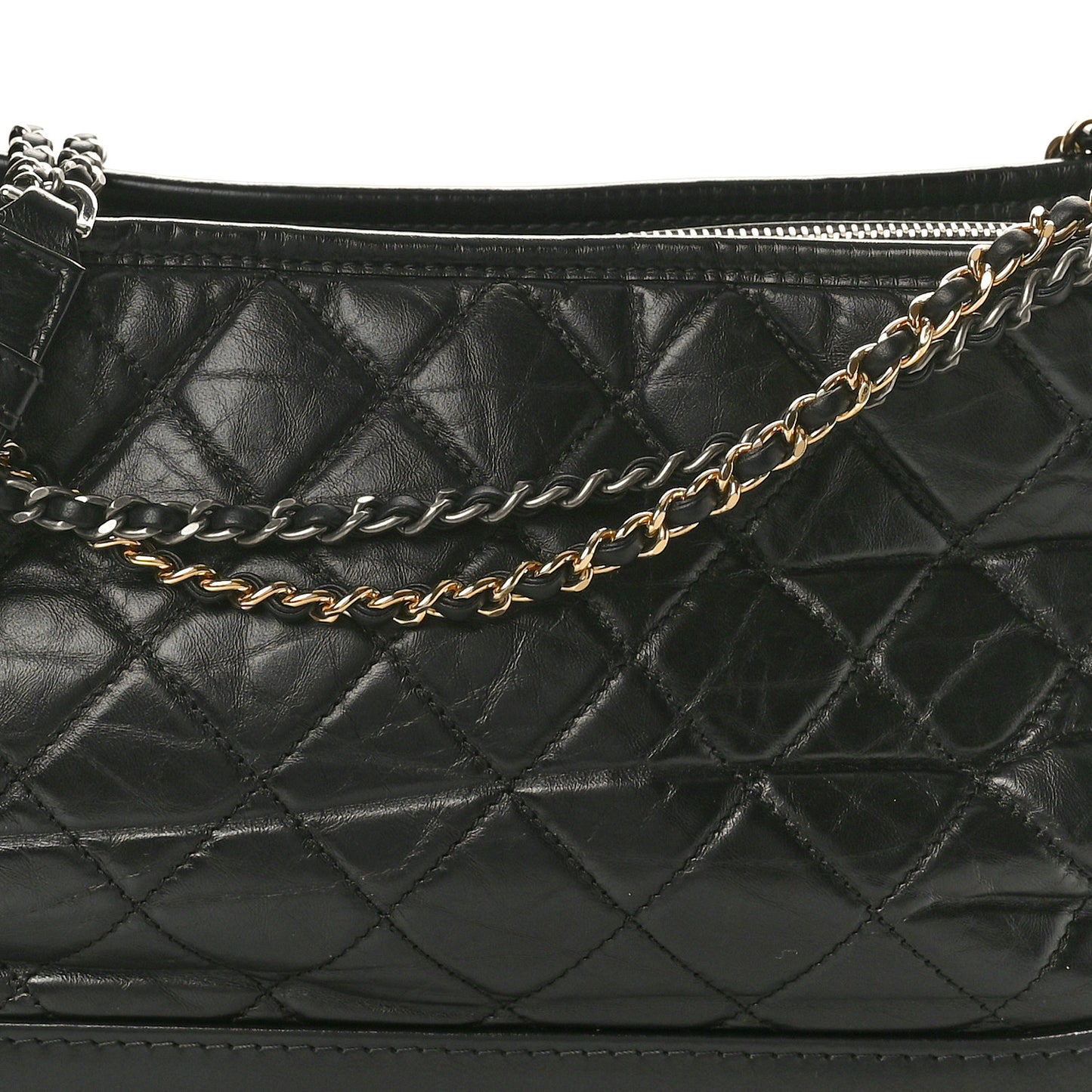 Aged Calfskin Quilted Medium Gabrielle Hobo Black