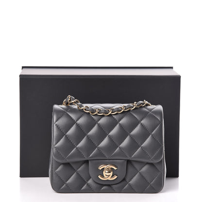 Chanel Lambskin Quilted Mini Square Flap Dark Grey 18 of 18