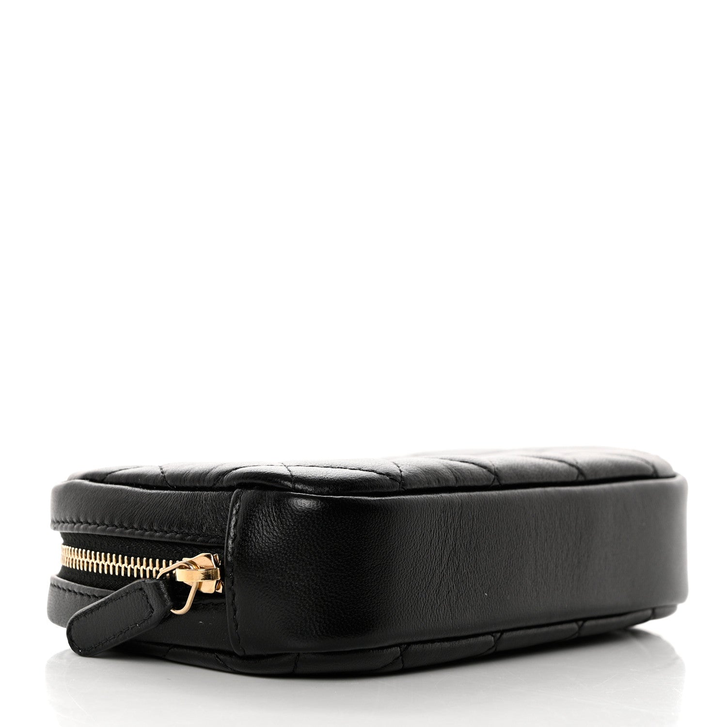 Chanel Lambskin Quilted Small Curvy Pouch Cosmetic Case Black 4 of 7