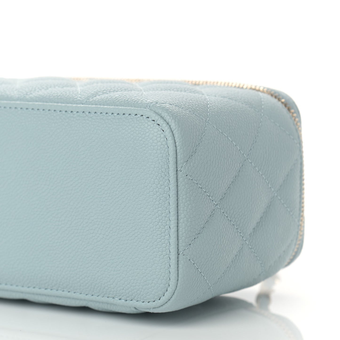 Caviar Quilted Small Tiny CC Vanity Case With Chain Light Blue