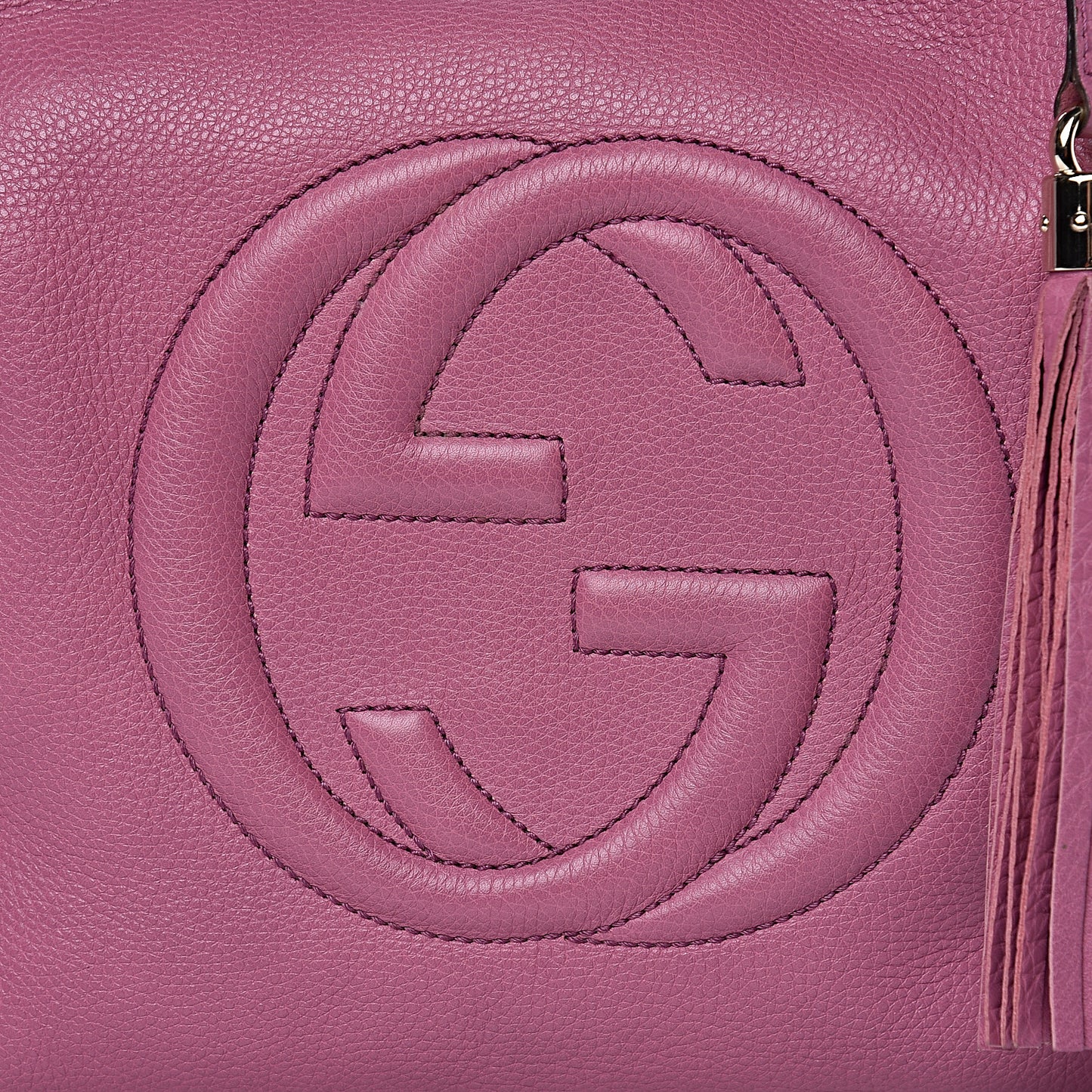 Pebbled Calfskin Medium Soho Shoulder Bag Fresia Rose