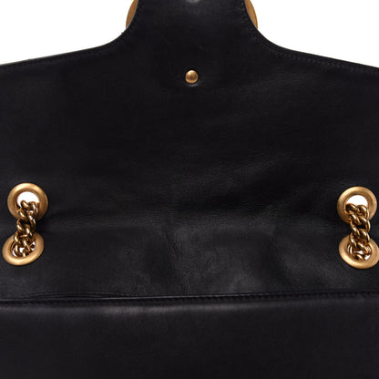 Gucci Calfskin Matelasse Medium GG Marmont Shoulder Bag Black 10 of 13