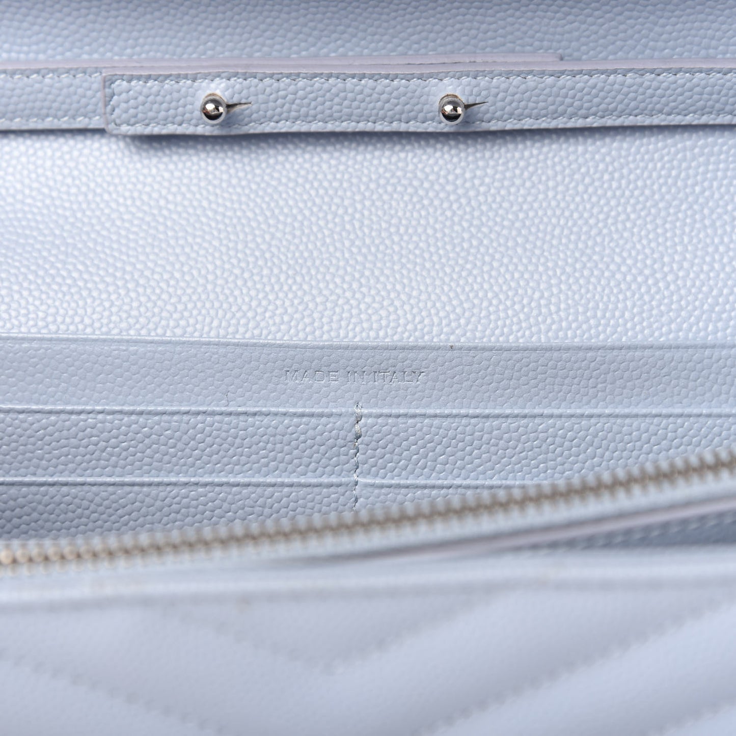 Grain De Poudre Matelasse Chevron Monogram Chain Wallet Sky Blue
