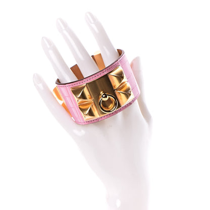 Hermes Matte Alligator Collier De Chien CDC Bracelet T2 5P Pink 2 of 6