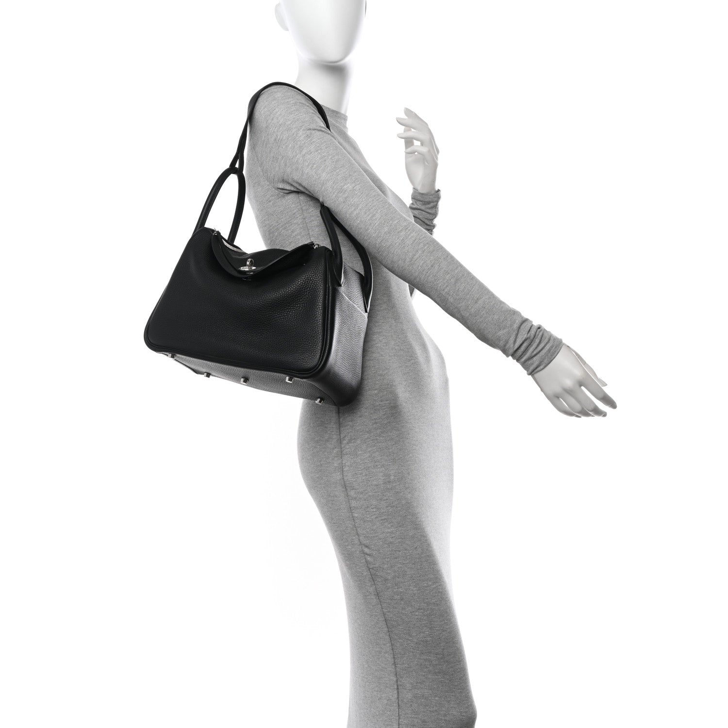 Hermes Taurillon Clemence Lindy 30 Black 2 of 11