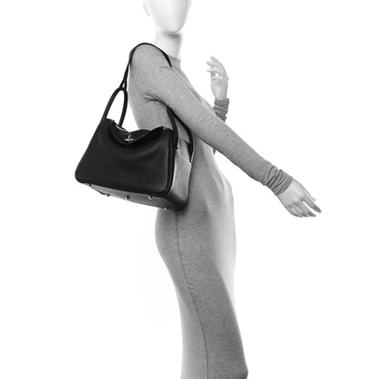 Hermes Taurillon Clemence Lindy 30 Black 2 of 11