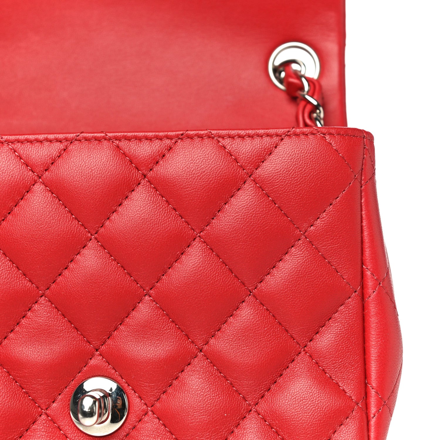 Chanel Lambskin Quilted Mini Square Flap Red 13 of 14