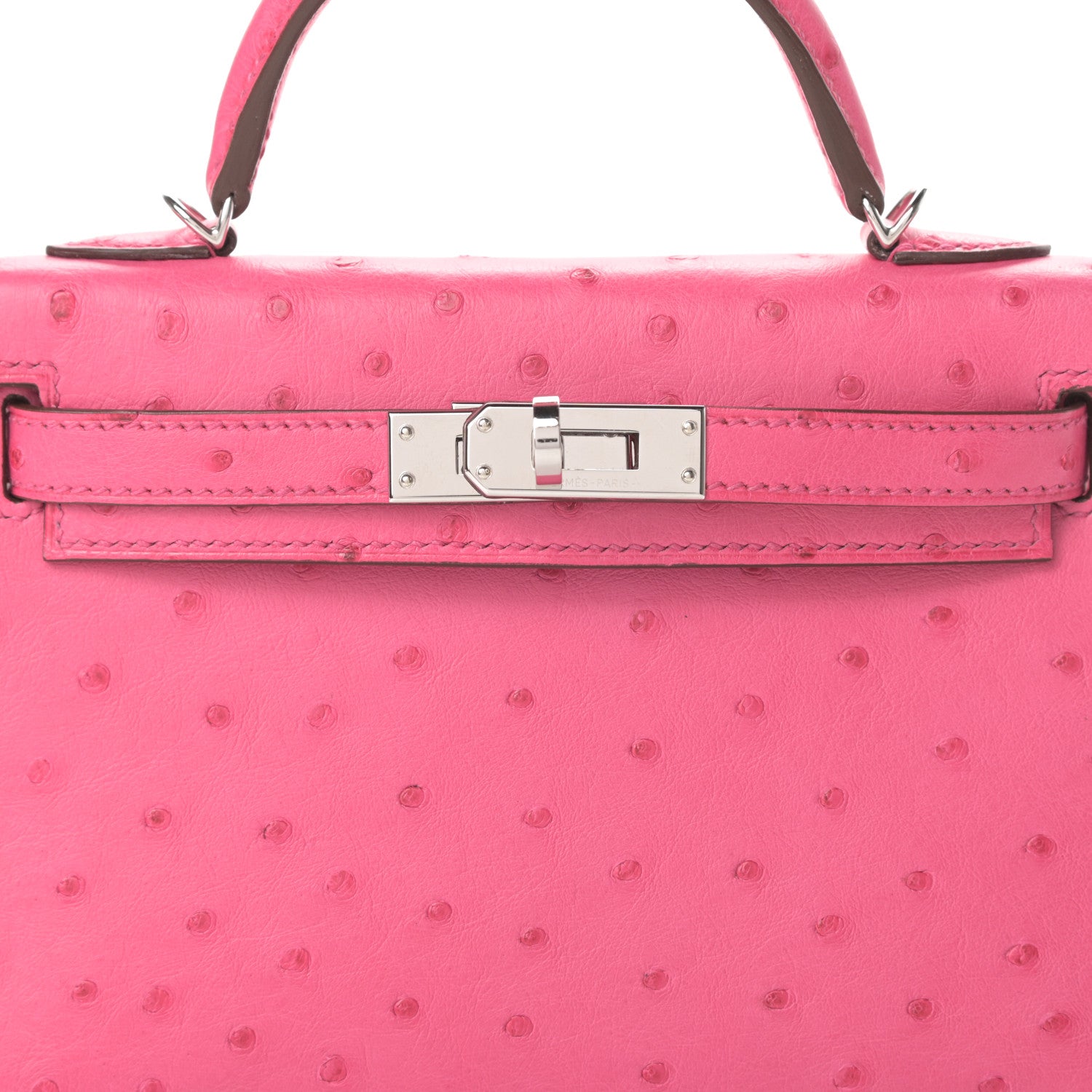 Hermes Ostrich Kelly Sellier Mini 20 Rose Tyrien 31 of 33