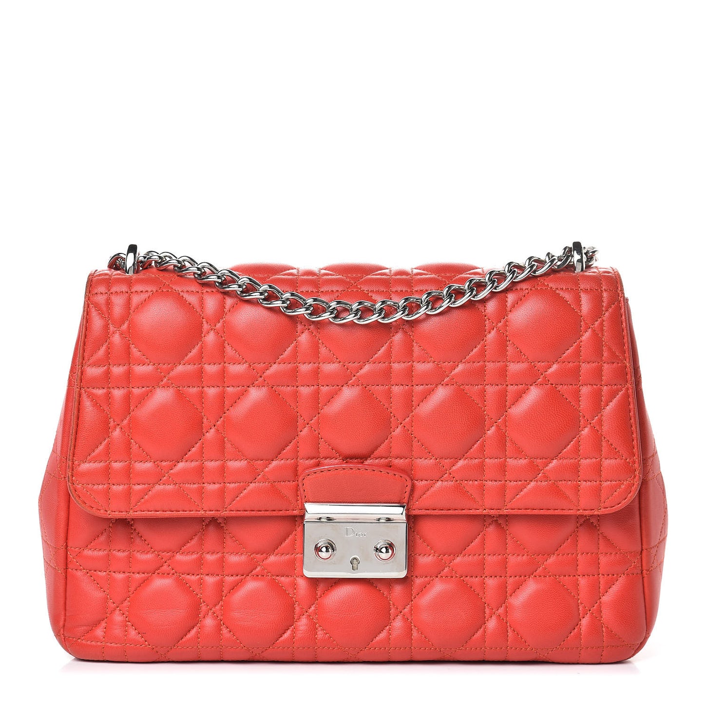 Lambskin Cannage Large Miss Dior Flap Vermillion